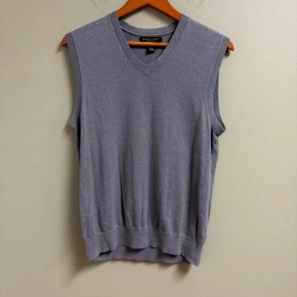 Banana Republic Luxury Blend Mens Sweater Vest S Gray Silk Cashmere Preppy Vneck
